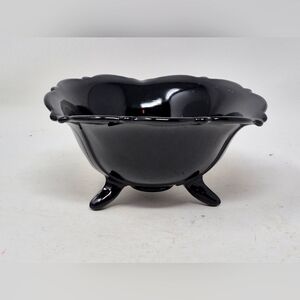 L.E Smith Black Glass Three Footed Bowl